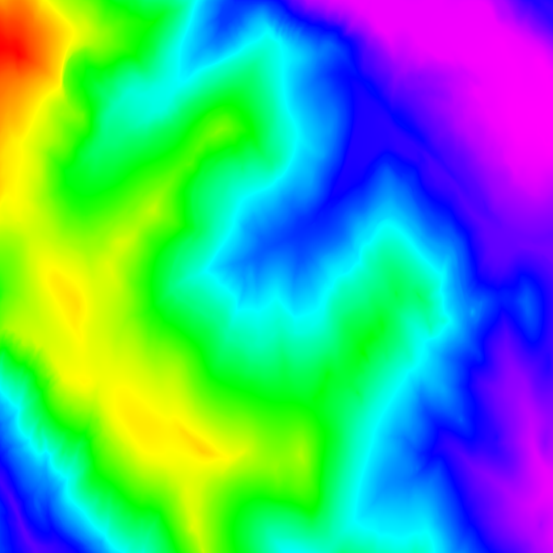 Rainbow elevation map of Hidden Valley